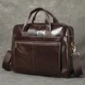 Uomo vera pelle business ventiquattrore vintage borsa tracolla porta pc uomo moda - Marrone scuro