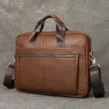 Borsa da lavoro marrone in vera pelle per uomo con tracolla, elegante borsa da business. - 8572 Stile / Marrone