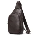 Herren Retro Echtleder Brusttasche, braune Rindsleder Umhängetasche für den täglichen Gebrauch. - Kaffeebraun
