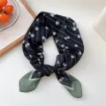 Floral square scarf women silk feel neckerchief stylish neck wrap accessory variant item - 27D Small Cotton Strip