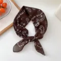 Brown paisley silk square scarf for women, elegant neck accessory and shirt decor. - 30D Fine Flower Leaf Paisley Brown