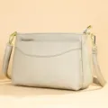 Women genuine leather shoulder bag, minimalist crossbody bag with zipper for commute. - Gray