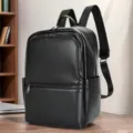 Zaino in vera pelle da uomo 14 pollici borsa casual giornaliera per computer affari - 14" / Nero