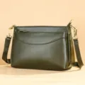 Olive Green Leather Shoulder Bag, Casual Commuter Crossbody Bag for Women with Zipper - Green