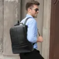 Sac a dos en cuir noir pour homme, cartable d'affaires et pc portable, style urbain chic. - 8723 Noir