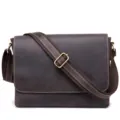 Borsa a Tracolla in Pelle Vintage Uomo Borsa Messenger Casual Ventiquattrore - Modello 6011 / 30x24x6.5cm / Marrone scuro