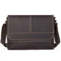 Men's Brown Leather Messenger Bag Vintage Crossbody Shoulder Bag for Daily Commute - Model 7377 / Dark Coffee