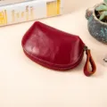 Mini portamonete in vera pelle rosso vino piccolo borsellino con cerniera chiavi - Rosso
