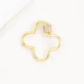 Détail fermoir bijou trèfle zircon cuivre doré, connecteur parfait bracelet collier DIY. - Boucle Trèfle à Quatre Feuilles