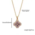Goldene Halskette mit Zirkonia und violettem Anhänger für Damen elegante Schmuckaccessoires. - Kleeblatt Goldfarbe lila Zirkonia (Einzelanhänger)
