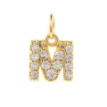 Pendentif lettre M en zircone cubique micro pavé doré pour fabrication de bijoux collier DIY. - Lettre M / Or