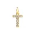 Pendentif lettre T en zircone micro-serti plaqué or 14K accessoire de bijoux DIY collier - Lettre T / Or