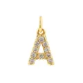 Charm pendentif lettre A en zircone micro-pavée plaqué or 14K pour collier de bijoux DIY - Lettre A / Or