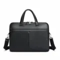 Borsa da lavoro in vera pelle per uomo grande capacità borsa per laptop elegante - Taglia Grande (Laptop da 17 Pollici) / Nero