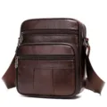 Borsa a Tracolla Uomo Vintage Vera Pelle Multifunzione Borsa a Spalla Marrone Casual - 0500 caffè