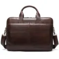 Borsetta ventiquattrore uomo pelle marrone scuro vintage crazy horse borsa lavoro - Caffè