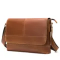 Vintage brown genuine leather messenger bag for men, classic business casual briefcase. - Model 7377 / Coffee