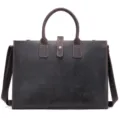 Men leather briefcase retro crazy horse business laptop bag dark brown shoulder bag sku - Model 5016 / Dark Coffee