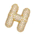 Vergoldeter Buchstabe H Anhänger mit Zirkonia, Hip Hop Initialen Kette Schmuck Detail. - H (Anhänger)