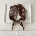 Brown paisley linen triangle scarf, women's cute lazy neckerchief for spring and autumn daily wear. - Single Paisley Brown