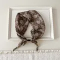 Vintage brown paisley cotton linen neck scarf with decorative beads, elegant spring accessory. - Fireworks Paisley Brown