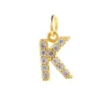 Charm pendentif lettre K en zircone micro-sertie plaqué or 14k pour bijoux DIY - Lettre K / Or