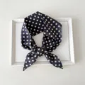 Chic cotton polka dot ribbon scarf for women, stylish hair band and neck accessory. - 04 Pointed - Polka Dot Black Gray