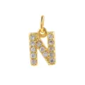 Pendentif Lettre N Plaqué Or 14K Micro Pavé Zircon DIY Accessoire De Bijou Brillant - Lettre N / Or