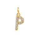 Pendentif charm lettre P en strass doré accessoire de bijouterie DIY composant élégant chic - Lettre P / Or