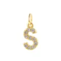 Pendentif lettre S en zircon micro-serti plaque or 14k pour creation de bijoux de collier DIY - Lettre S / Or