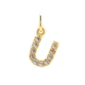 Pendentif Lettre Zircone Micro Serti Plaqué Or DIY Collier Accessoires Bijoux Charm - Lettre U / Or