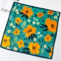 Oil painting style floral pure silk square scarf stylish neckerchief fashion accessory 55cm - Oil Painting Floral