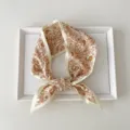 Retro Paisleymuster Baumwolle schmaler Schal Halstuch Damen Mode Haarband Armband. - 18 Spitz - Paisley-Blumen Cremegelb