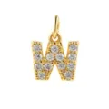 Pendentif Lettre W en Or Zircone Micro Pavé DIY Bijou Accessoire Charme Plaqué Or 14K - Lettre W / Or