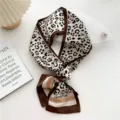 Chic leopard print narrow scarf for women, elegant fashion ribbon necktie for daily wear. - Brown Leopard