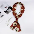 Chic pixel art narrow silk scarf for women, elegant retro neck ribbon for bags and styling. - GOOD Burgundy