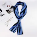 Blue black zebra print skinny scarf stylish twilly ribbon for bags and neck wear. - Zebra Blue