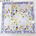 Silk square scarf featuring elegant watercolor floral print, vintage style lavender neckerchief - Small Floral - Taro Purple