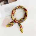 Silk scarf women small square neckerchief yellow fashion neck scarf vintage chic neckwear 50cm - Yellow Chain