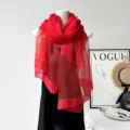 Red sheer silk scarf lightweight luxury women long shawl elegant spring autumn fashion wrap - ZS45 Bright Red