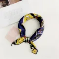 Chic blue and yellow silk small square scarf, fashionable neckerchief for women, elegant daily accessory. - Sweet Home