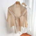 Chal de punto sólido para mujer, bufanda fina y cálida para verano y aire acondicionado. - Blanco Roto