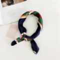 Silk small square scarf women neckerchief fashion striped design for daily wear and styling. - Geometric Green