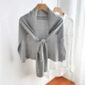 Chal de punto de color liso para mujer, bufanda envolvente cálida y fina para primavera y verano. - Gris claro
