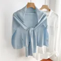 Chal de punto azul claro para mujer, capa y bufanda ligera y elegante para primavera. - Azul Claro