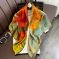 2024 Foulard quadrato in seta con stampa d'arte classica europea e americana 90cm - 23119 Immagine Principale
