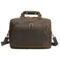 Men's genuine leather briefcase, vintage crazy horse business messenger bag for daily work. - Model 5117 / Coffee