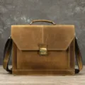 Vintage mad horse leather men briefcase, premium genuine leather shoulder bag for business. - Model 5125 / Coffee