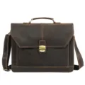 Dark brown leather men briefcase retro shoulder bag vintage business messenger bag - Model 5125 / Dark Coffee
