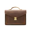 Brown leather mens briefcase vintage business messenger bag stylish laptop handbag office variant - Model 5135 / S / Coffee